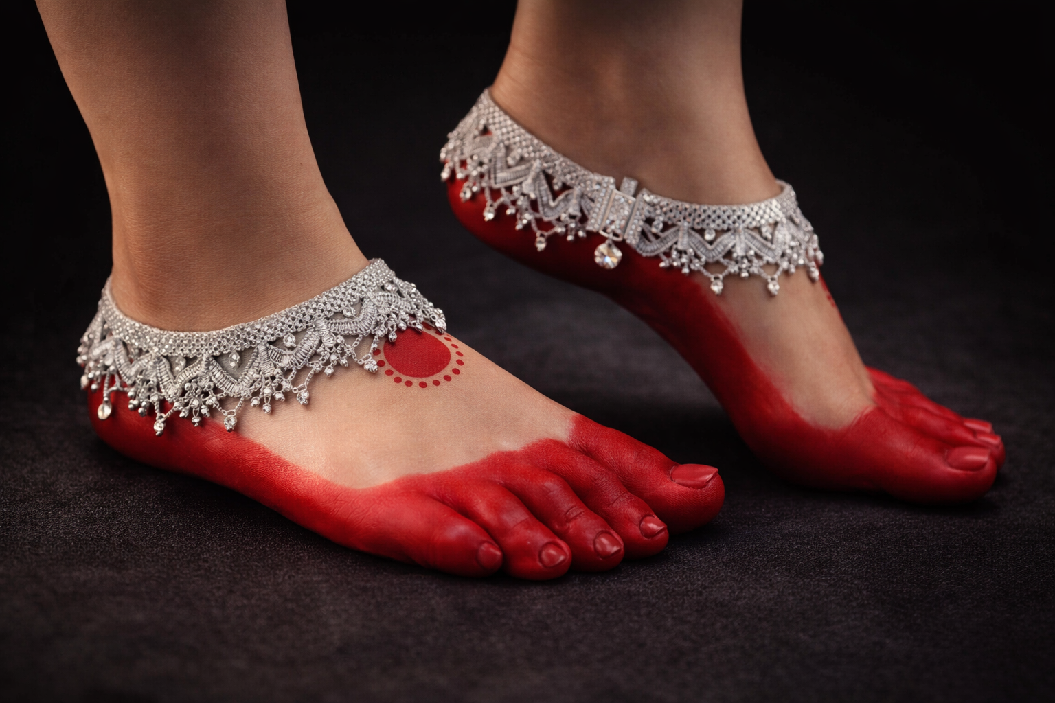 Fancy silver anklets (Pair)