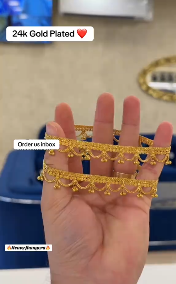 New  24k Gold plated Pazaib (pair)